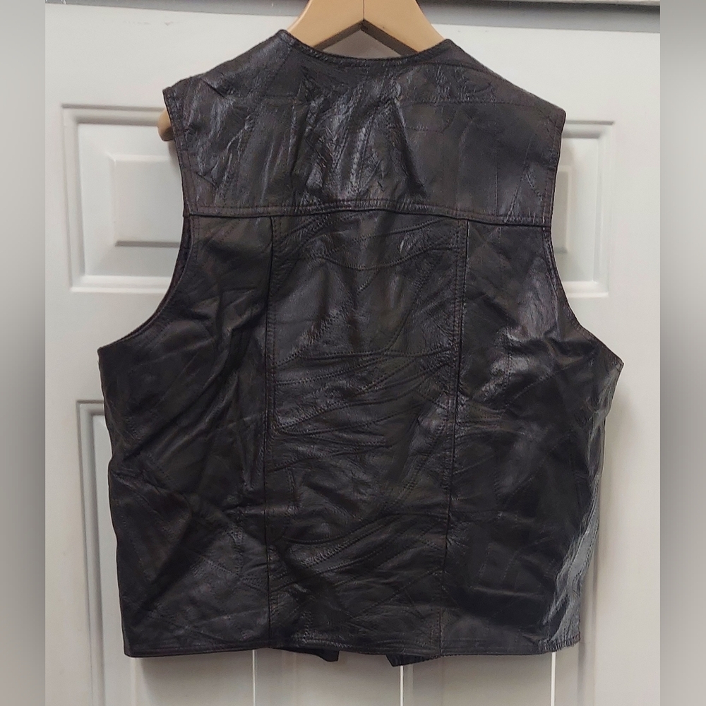 Direct Source Men's Brown Patchwork Leather 4-Sna… - image 2